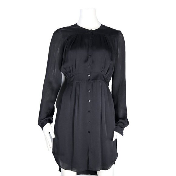 Theyskens' Theory Women's Size Petite Black Dress Silk Satin Long Sleeve Mini - Picture 11 of 11